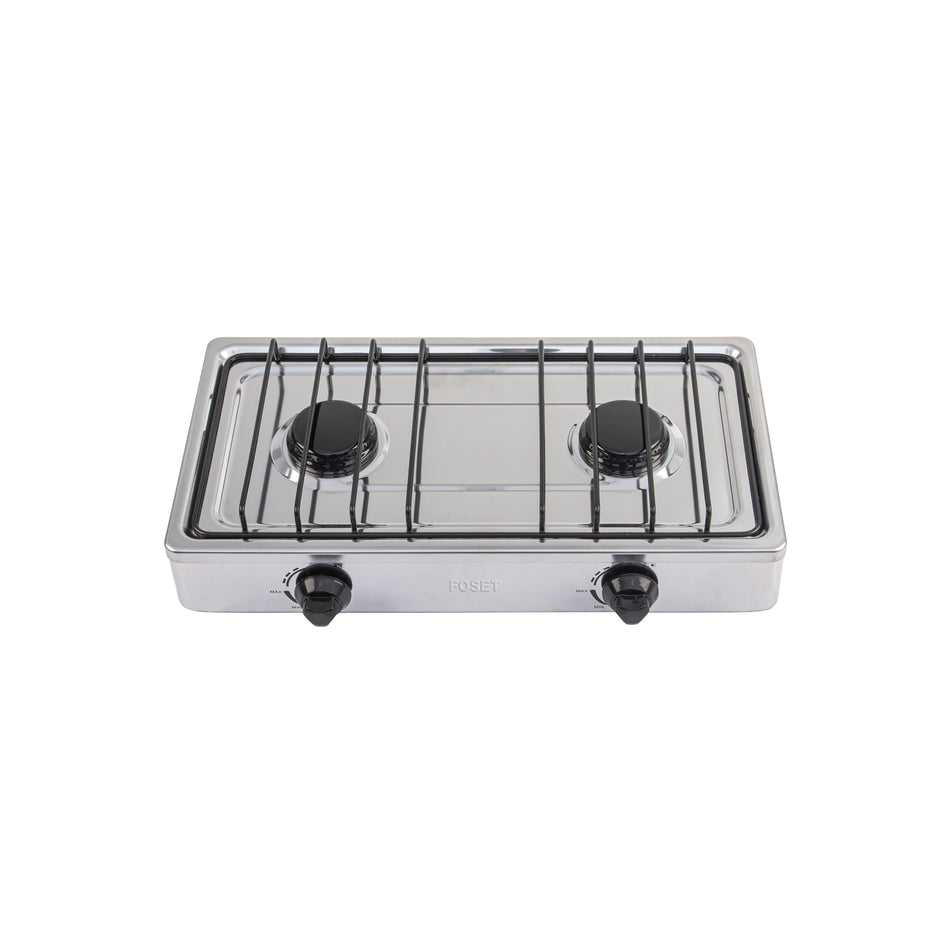 Parrilla de gas de sobreponer 2 quemadores inox FOSET