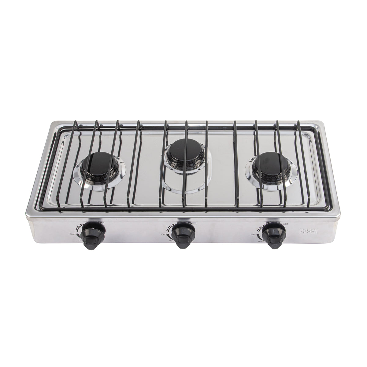Parrilla de gas de sobreponer 3 quemadores inox FOSET