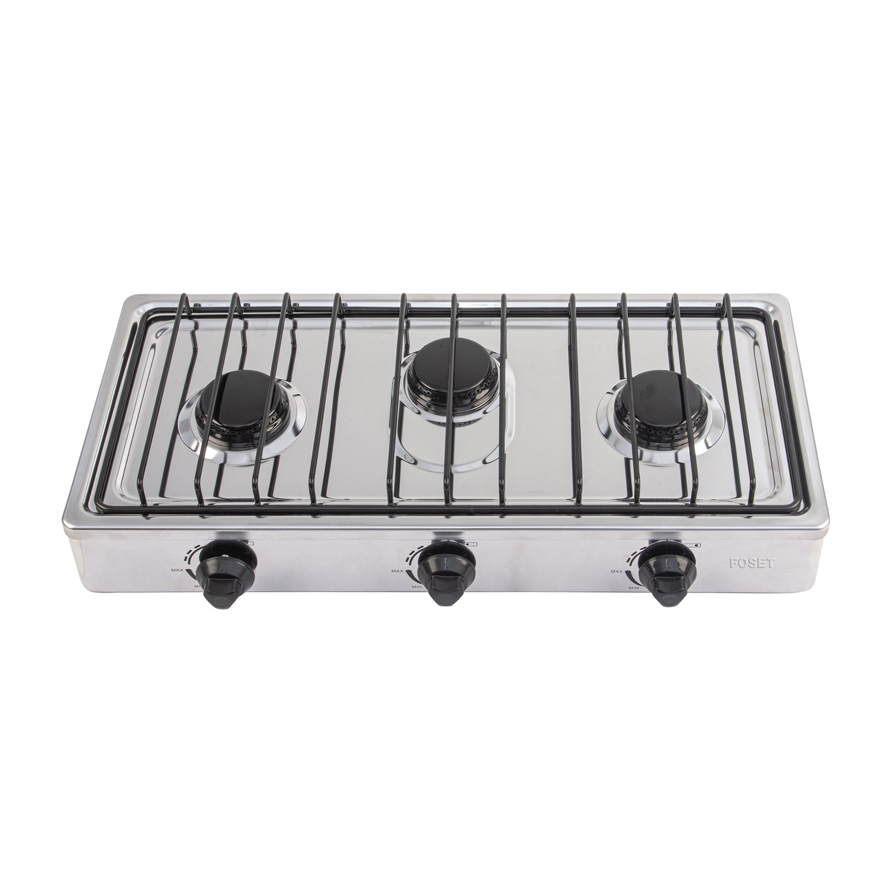 Parrilla de gas de sobreponer 3 quemadores inox FOSET