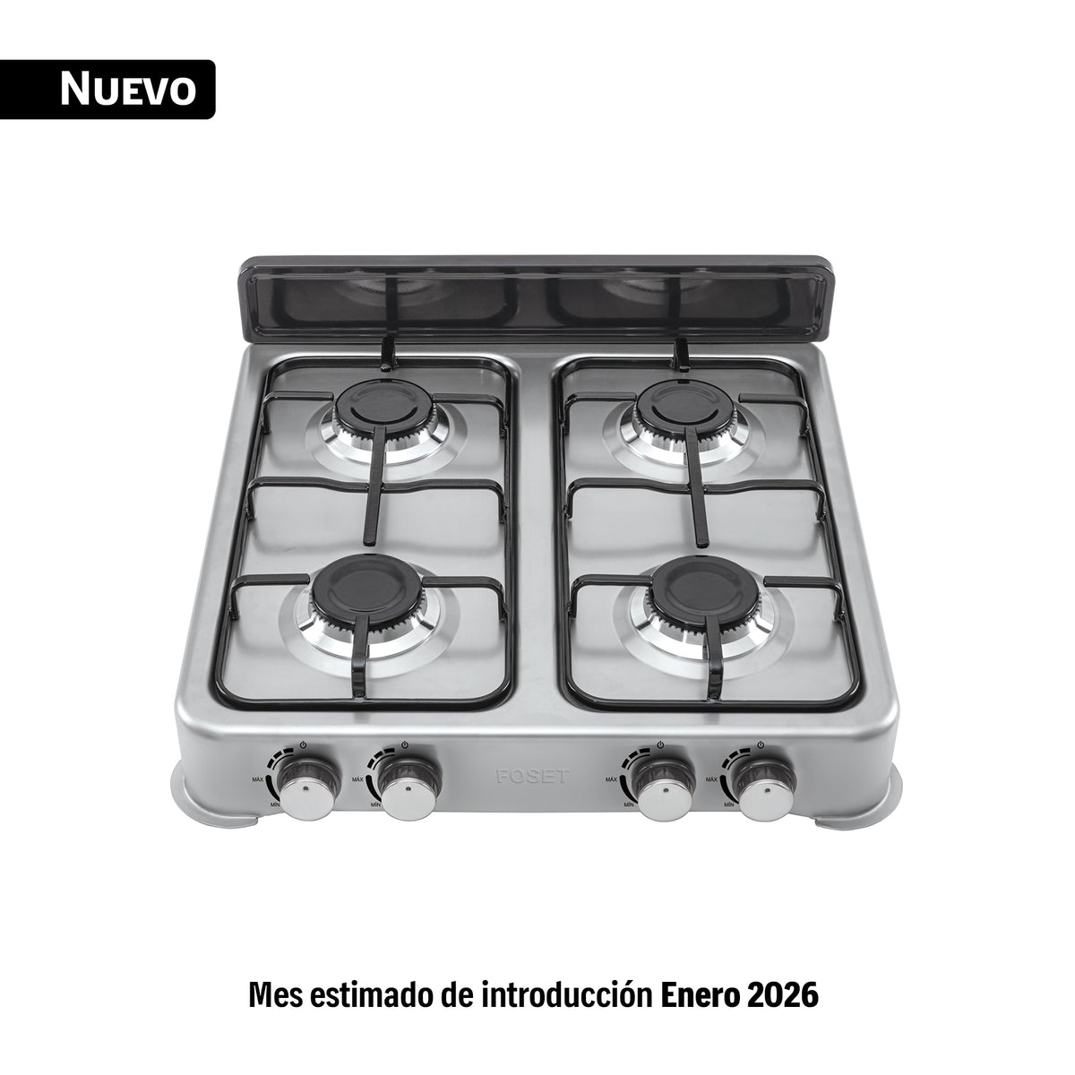 Parrilla de gas de sobreponer,4 quemadores, inox, FOSET AERO