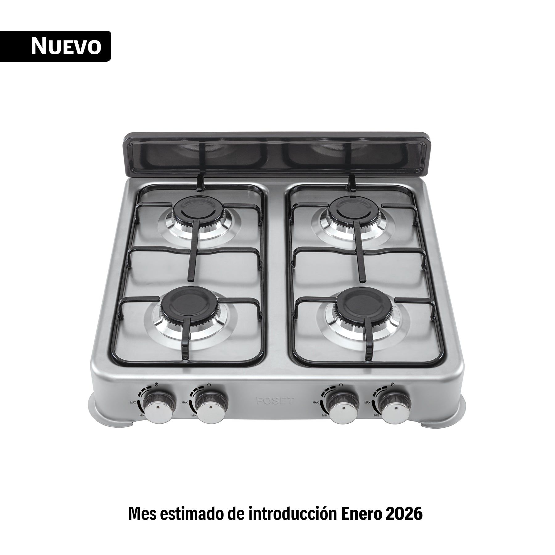 Parrilla de gas de sobreponer,4 quemadores, inox, FOSET AERO