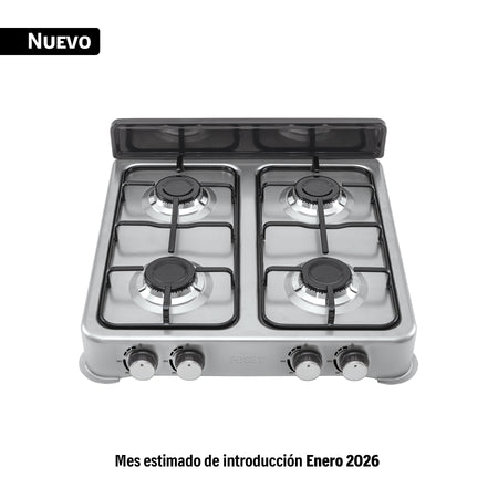 Parrilla de gas de sobreponer,4 quemadores, inox, FOSET AERO