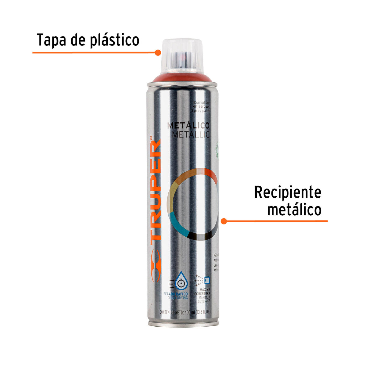 Pintura en aerosol, cobre metálico, bote tradicional, 400 ml