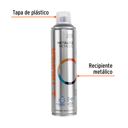 Pintura en aerosol, cromo metálico, bote tradicional, 400 ml