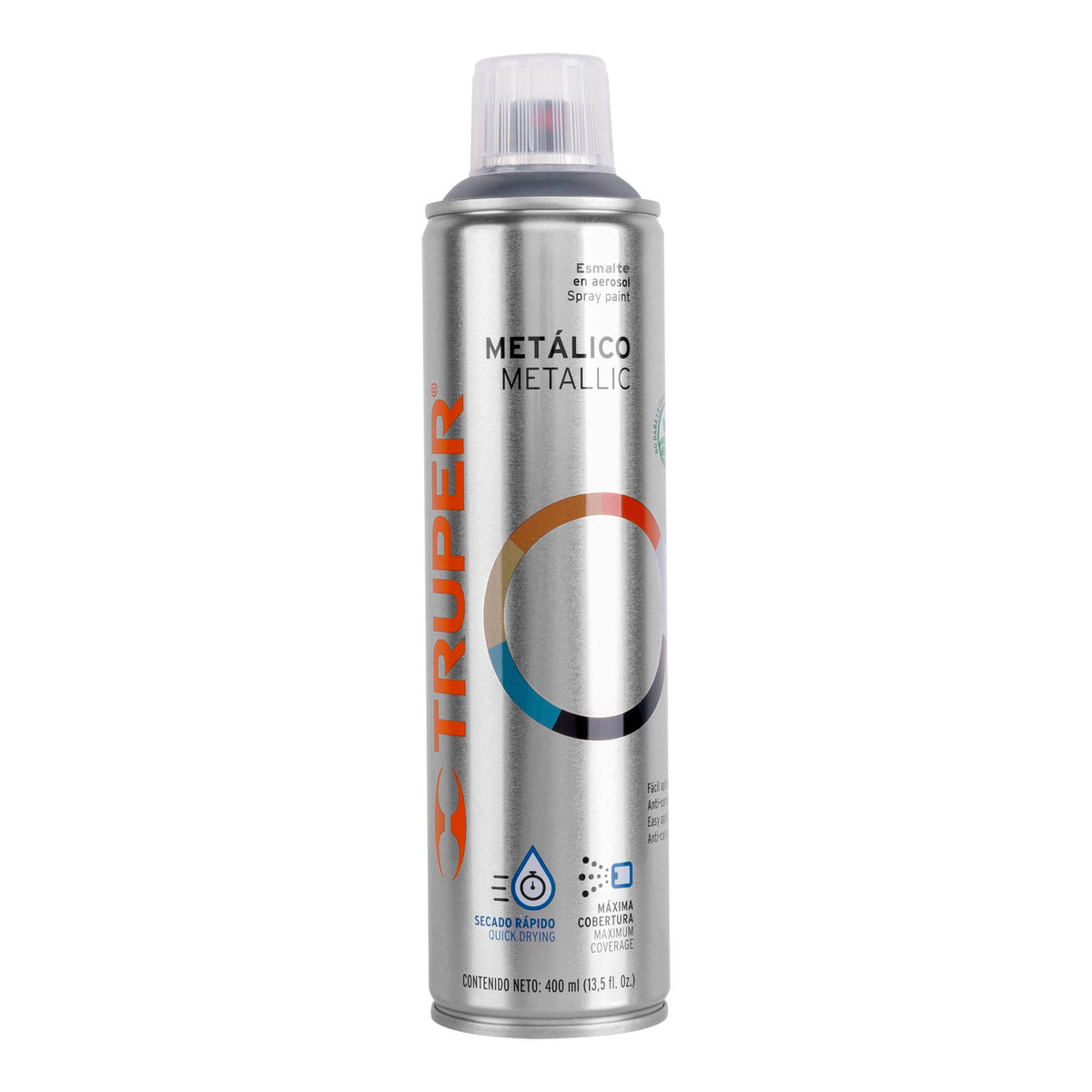 Pintura en aerosol, cromo metálico, bote tradicional, 400 ml