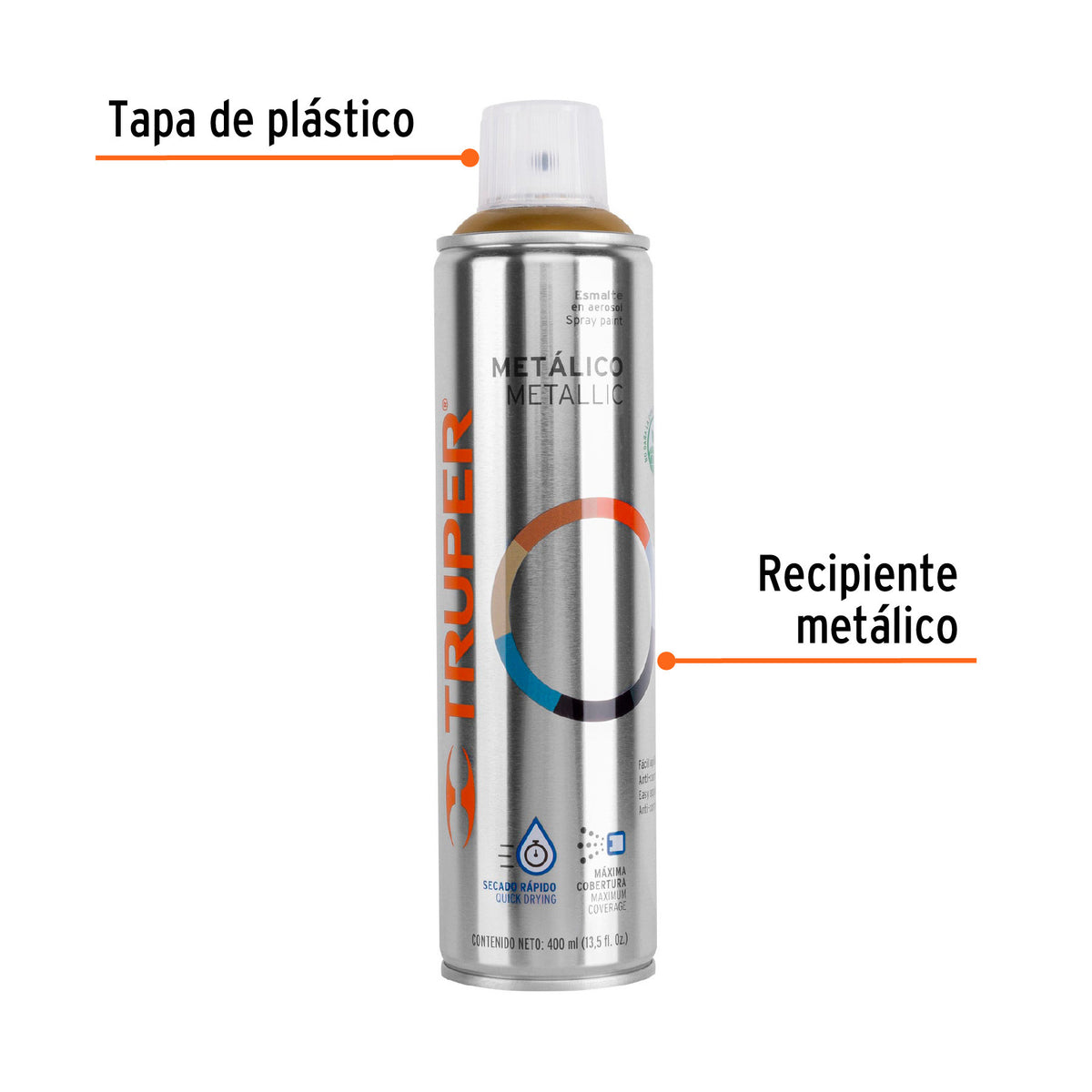 Pintura en aerosol, oro metálico, bote tradicional, 400 ml