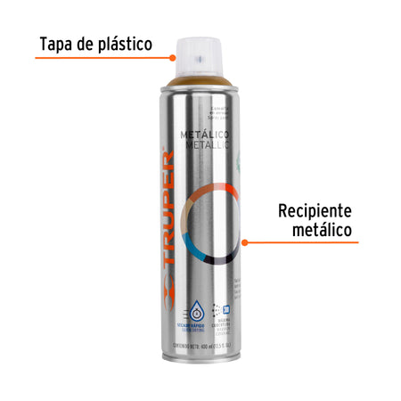 Pintura en aerosol, oro metálico, bote tradicional, 400 ml