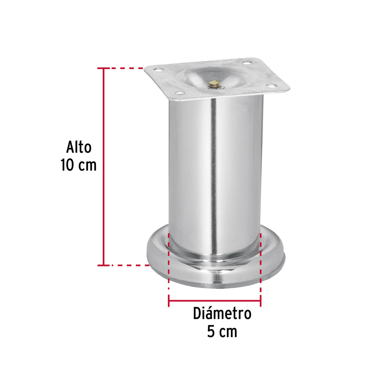 Pata para sofá y mueble, cromo, 100 mm altura, HERMEX 100 mm