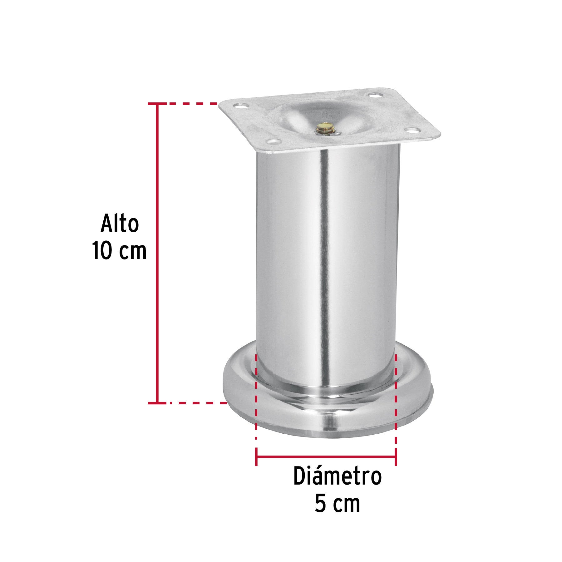 Pata para sofá y mueble, cromo, 100 mm altura, HERMEX 100 mm