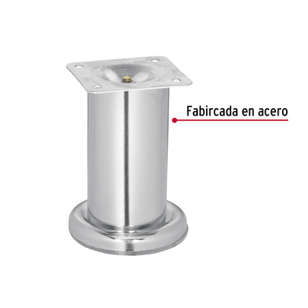 Pata para sofá y mueble, cromo, 100 mm altura, HERMEX 100 mm