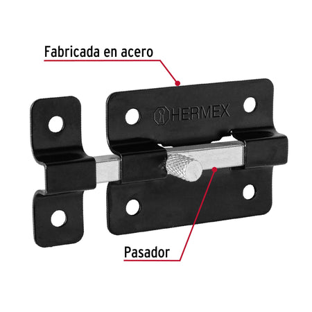 Pasador de barra plana 2', negro, HERMEX 2', negro