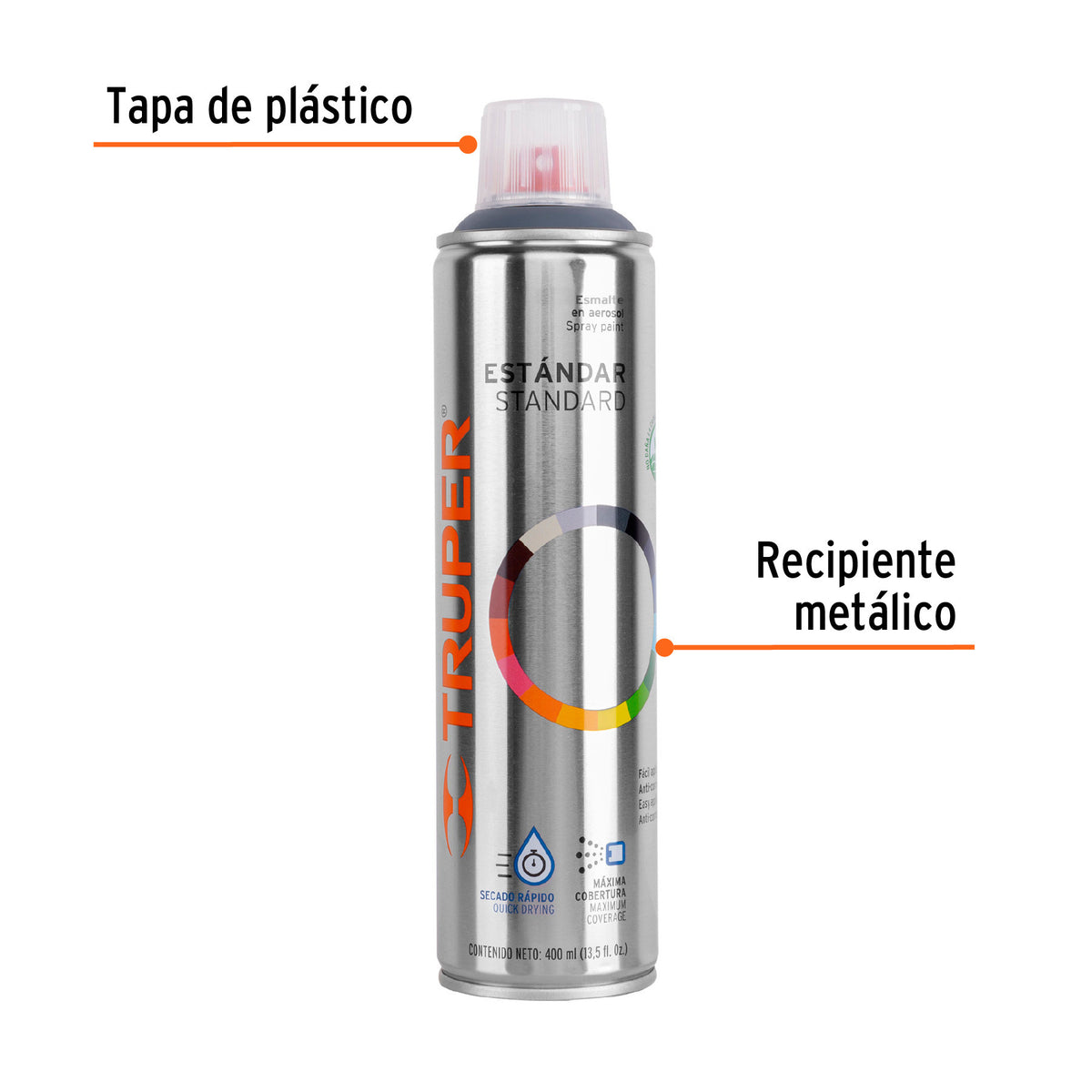 Pintura en aerosol, gris primario, bote tradicional, 400 ml 400 ml, gris