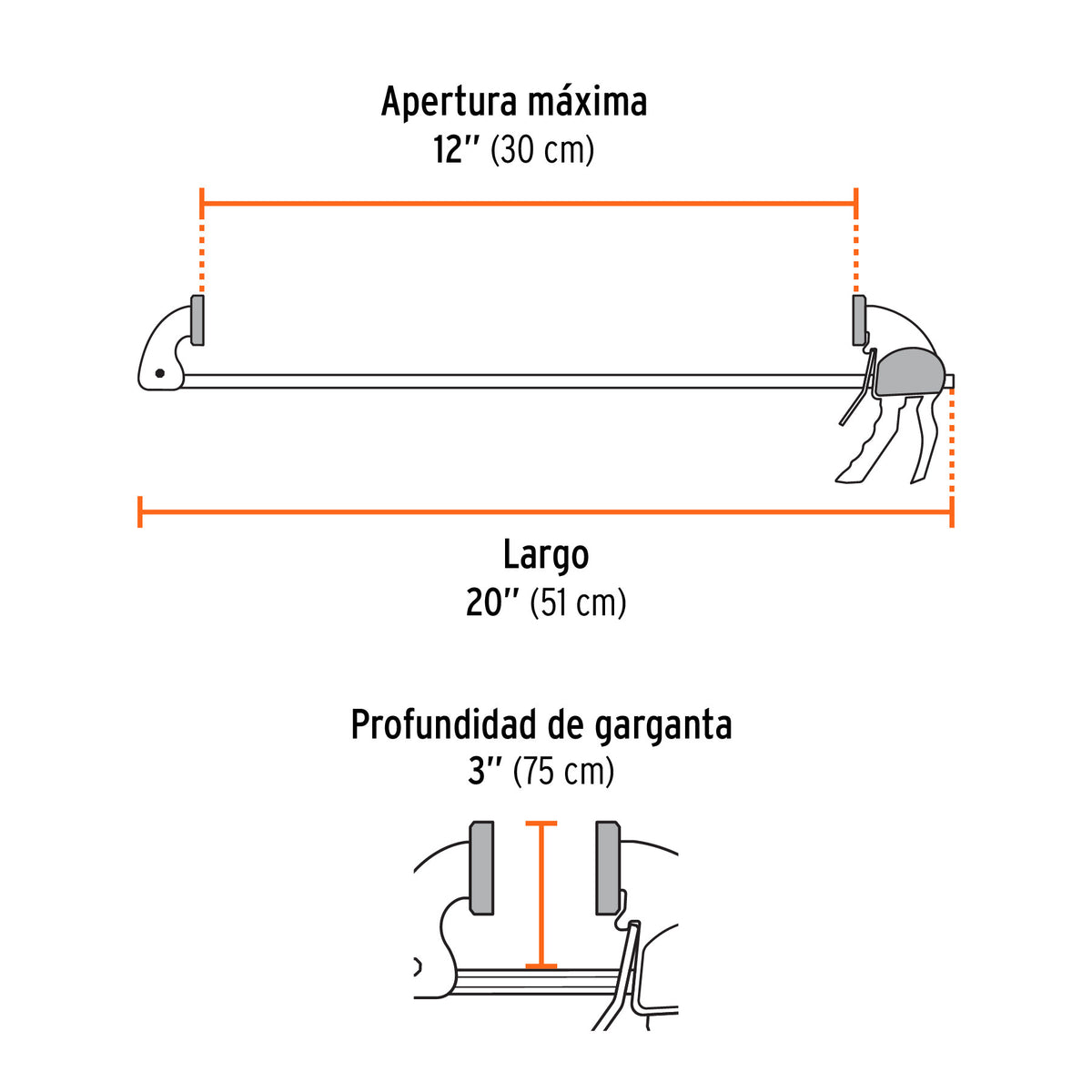 Prensa de ajuste rápido 12' uso rudo, cuerpo nylon, Expert 12'