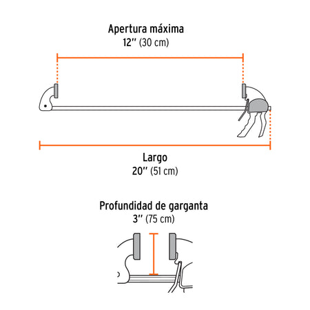 Prensa de ajuste rápido 12' uso rudo, cuerpo nylon, Expert 12'