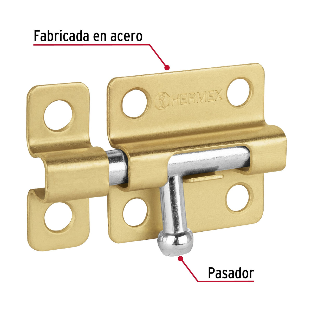 Pasador de barril de acero latón 2', HERMEX 2'
