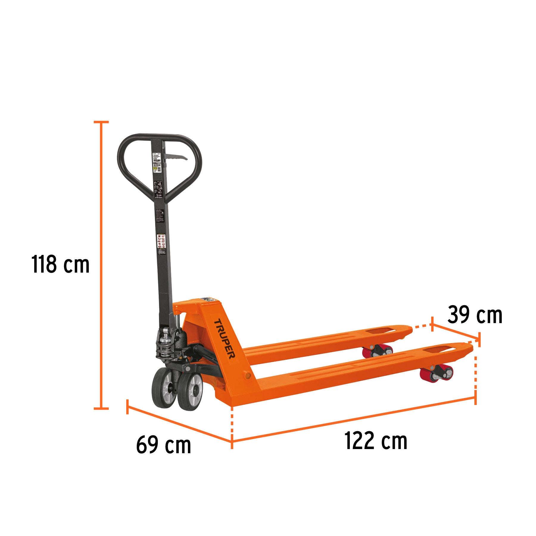 Patin traspaleta 2 ton con ruedas de hule/poliuretano