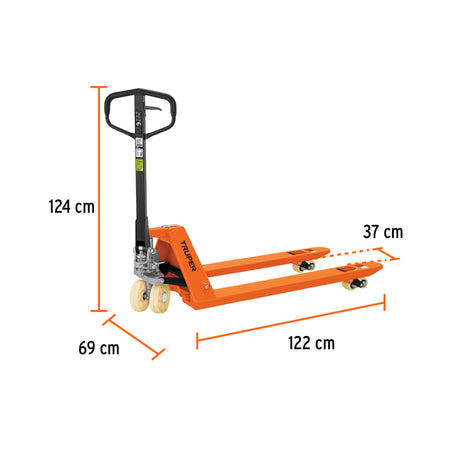 Patin traspaleta 3 ton con ruedas de nylon Truper