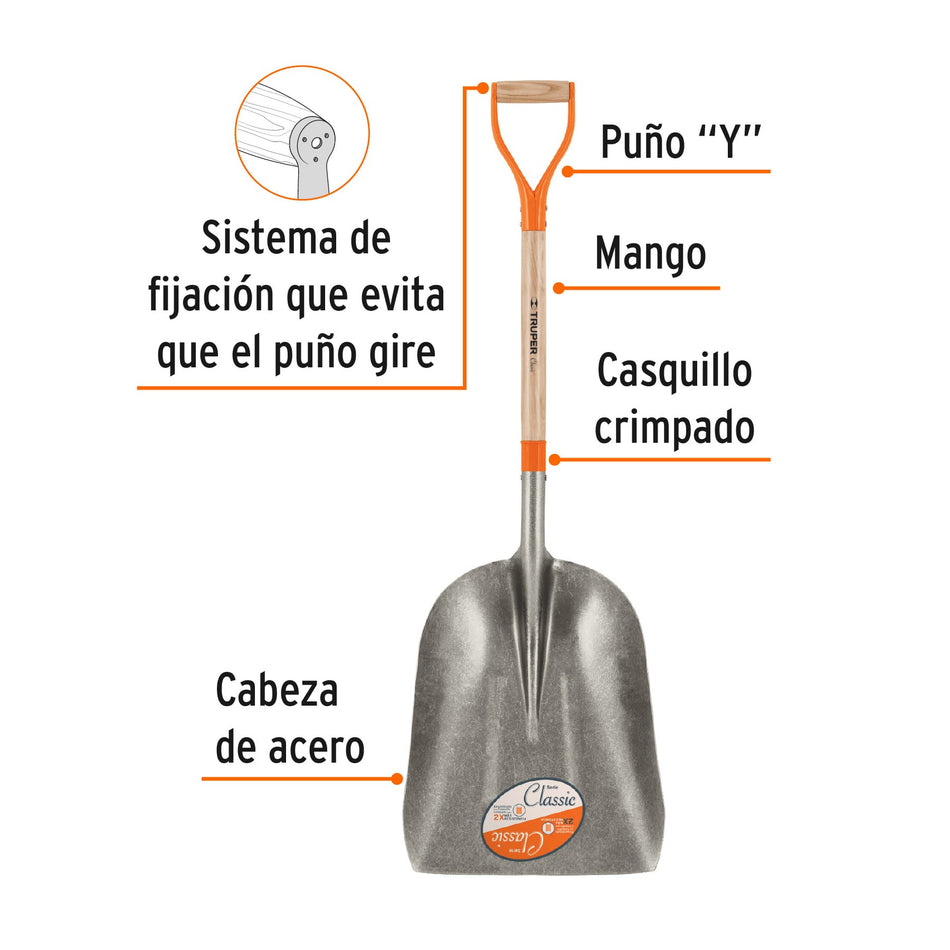Pala carbonera Classic, puño 'Y', extra grande, Truper