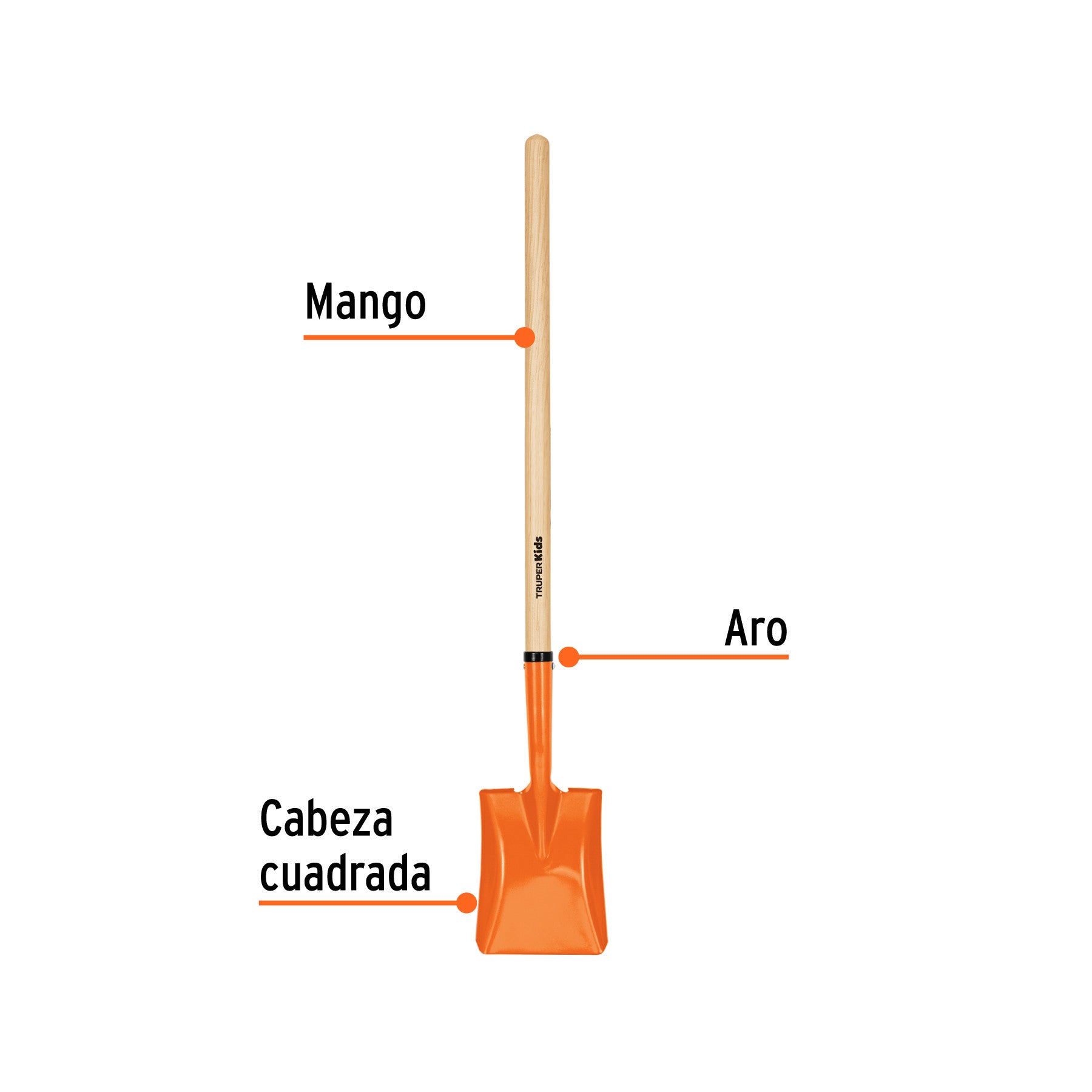Pala cuadrada para niños con mango de 30', Truper
