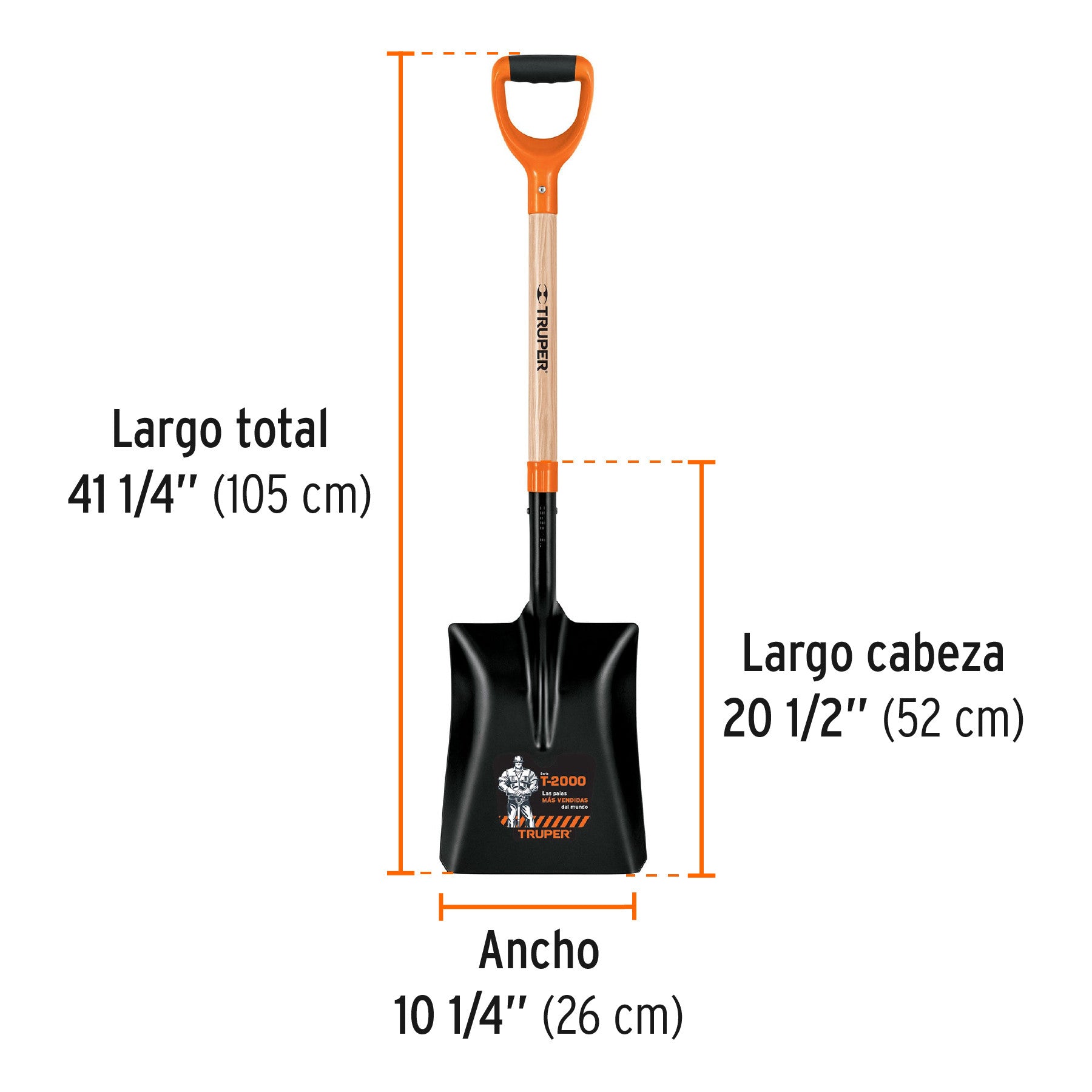 Pala cuadrada #4 T-2000 tipo español, puño 'Y', Truper