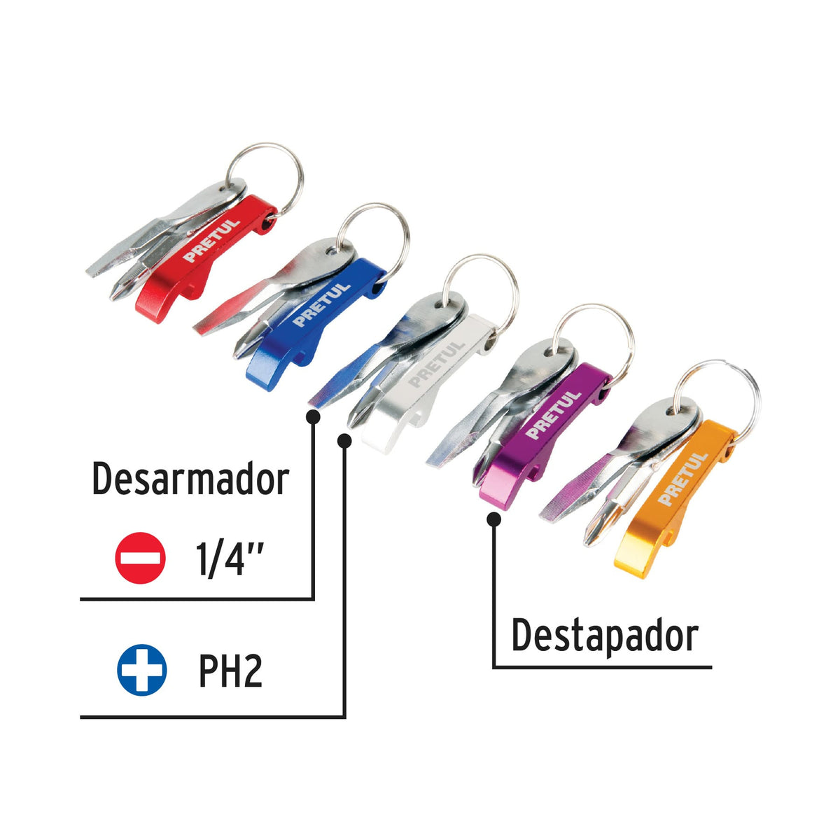 Pieza de llavero tipo desarmador y destapador pecera 30 pz