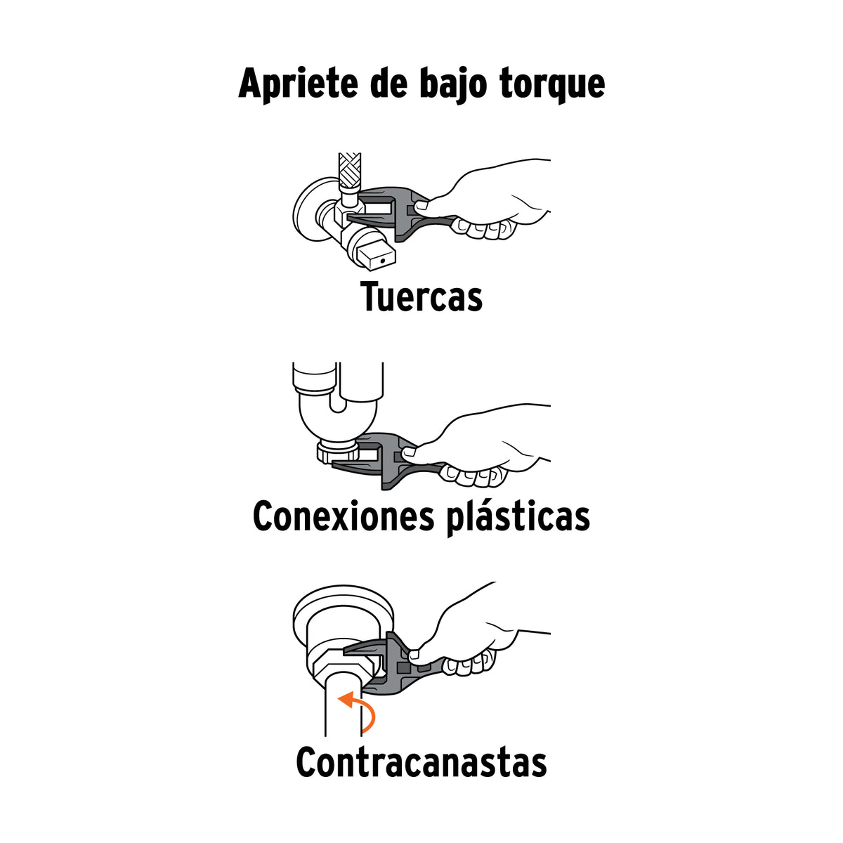 Llave ajustable 8' para plomero, apertura 3', TRUPER