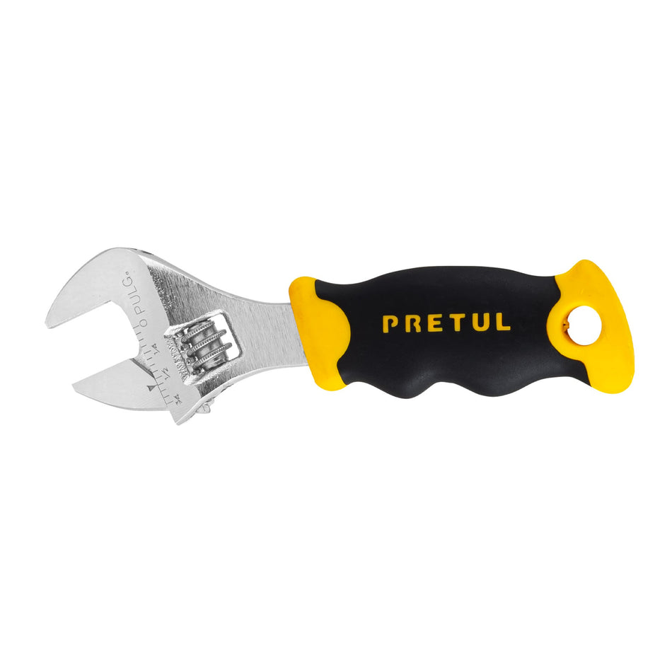 Llave ajustable (perico corto) 5' cromada con grip, Pretul 5'