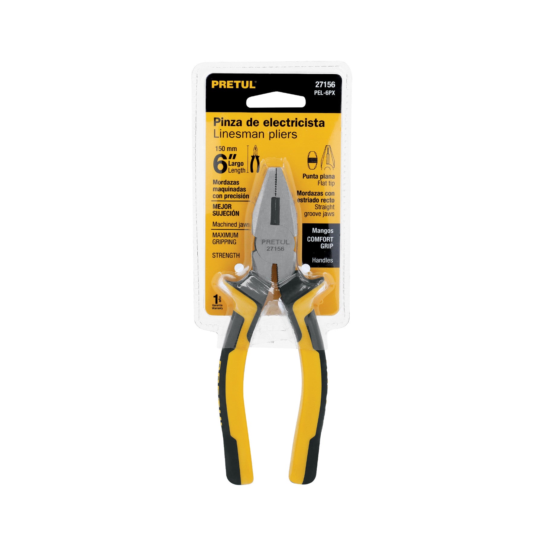 Pinza para electricista 6' mango Comfort Grip, Pretul 6'