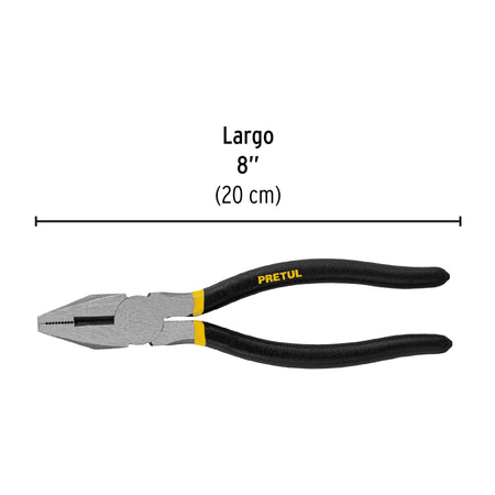 Pinza para electricista 8' mango de PVC, Pretul