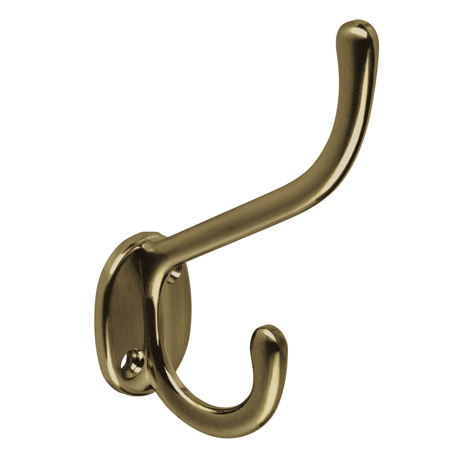 Gancho doble largo y corto tipo perchero laton antiguo