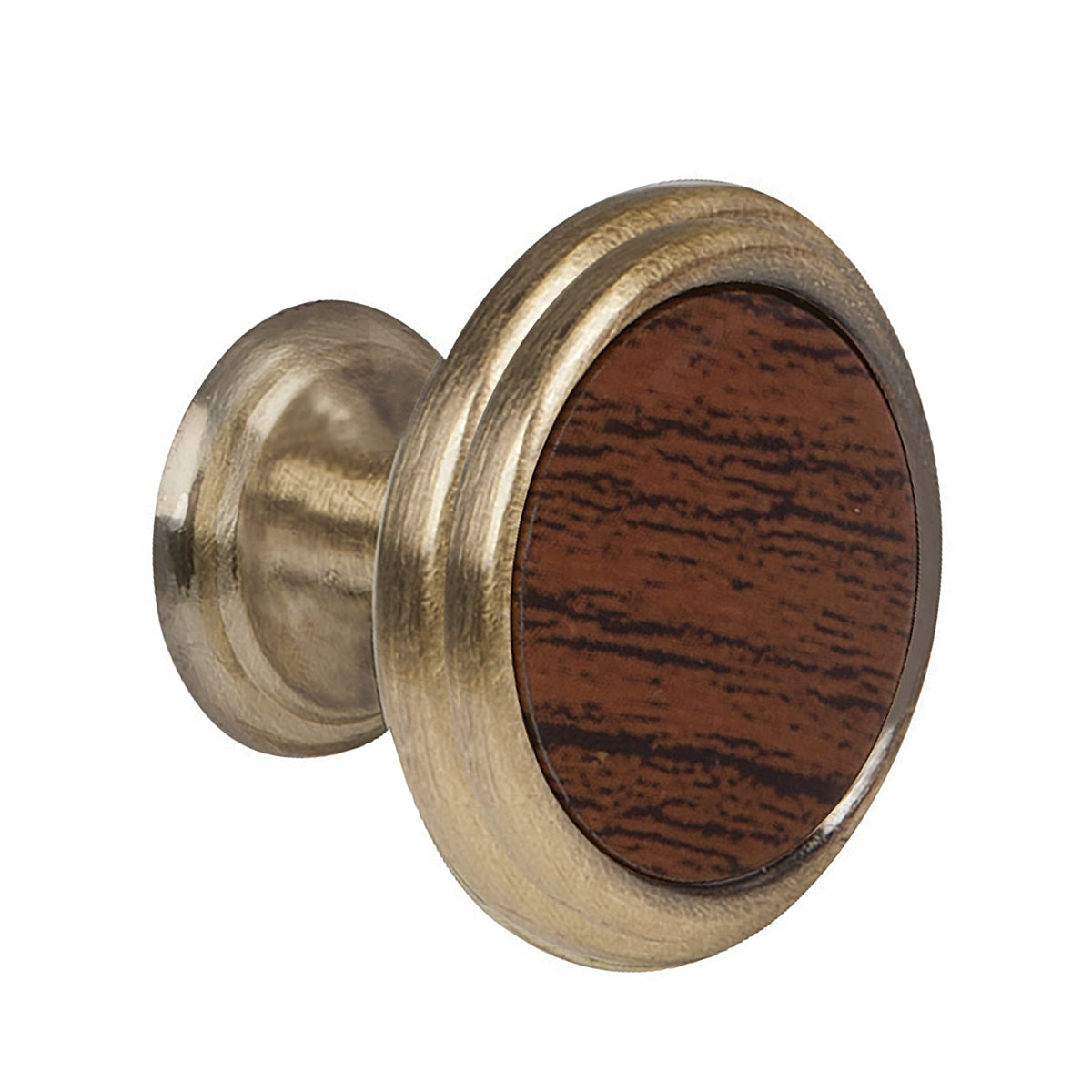 Perilla metalica laton antiguo inserto madera HERMEX