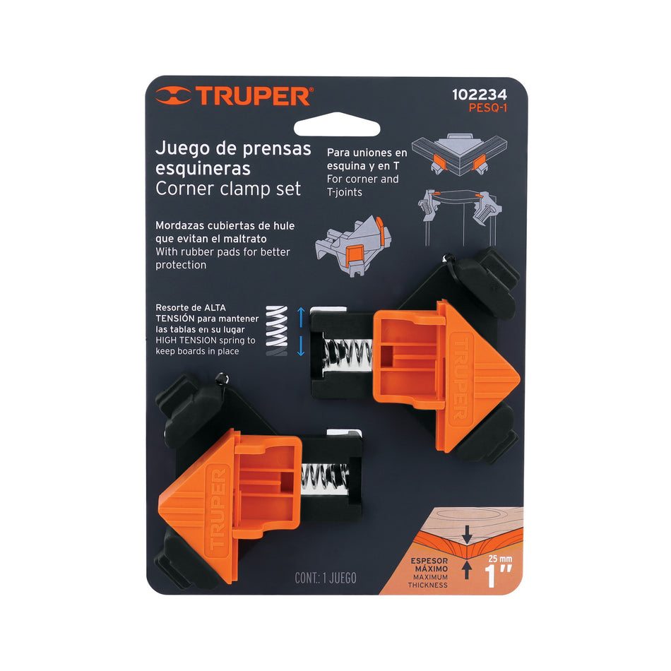 Juego de 2 prensas esquineras de 1', Truper