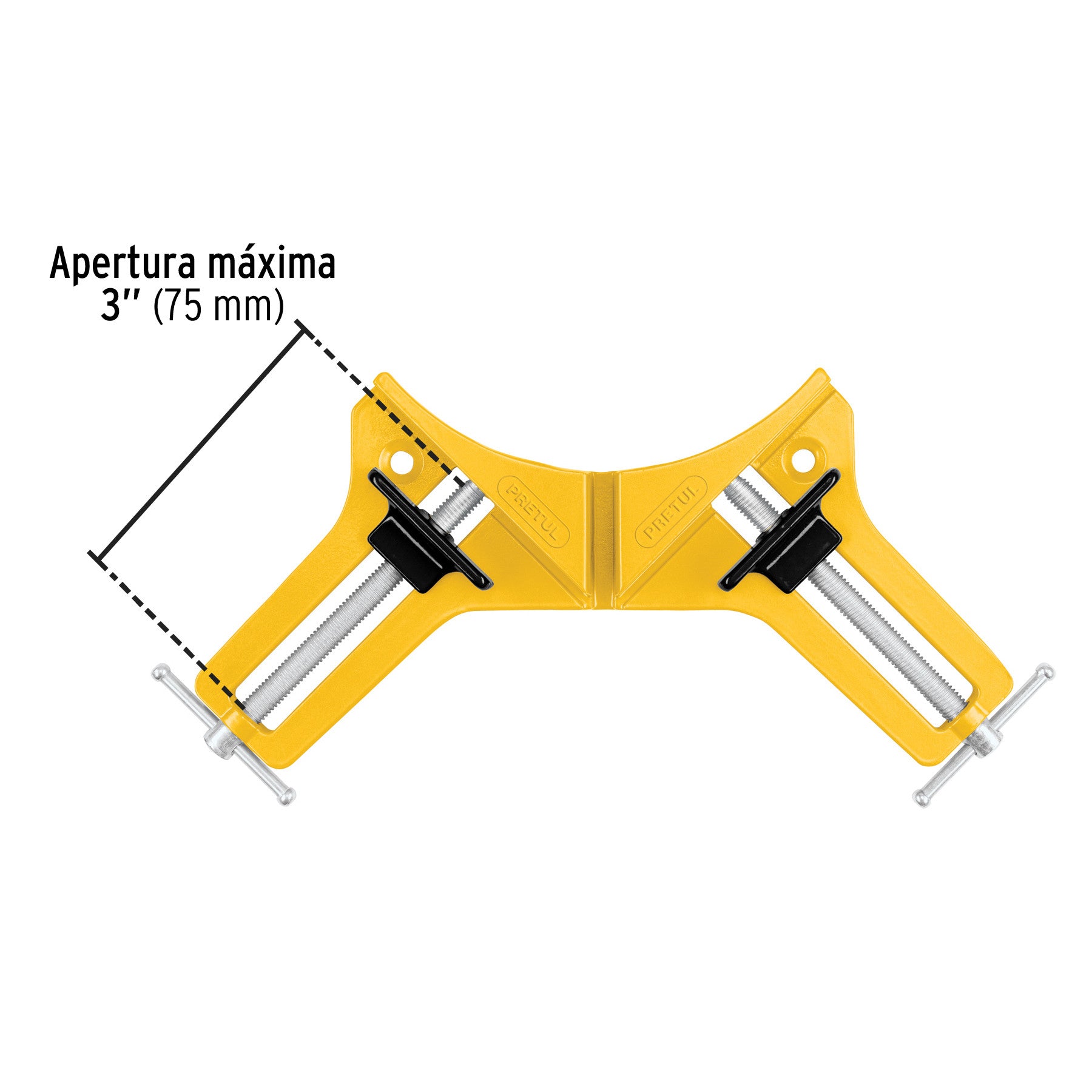 Prensa esquinera de 3', cuerpo aluminio, Pretul