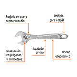Llave ajustable (perico) 10' profesional cromada, Expert 10'