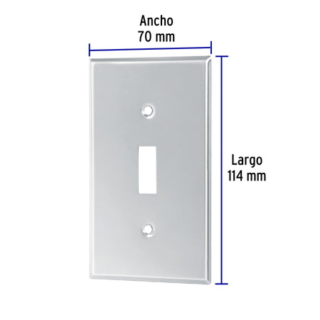 Placa de Acero Inox. para interruptor vertical, Standard