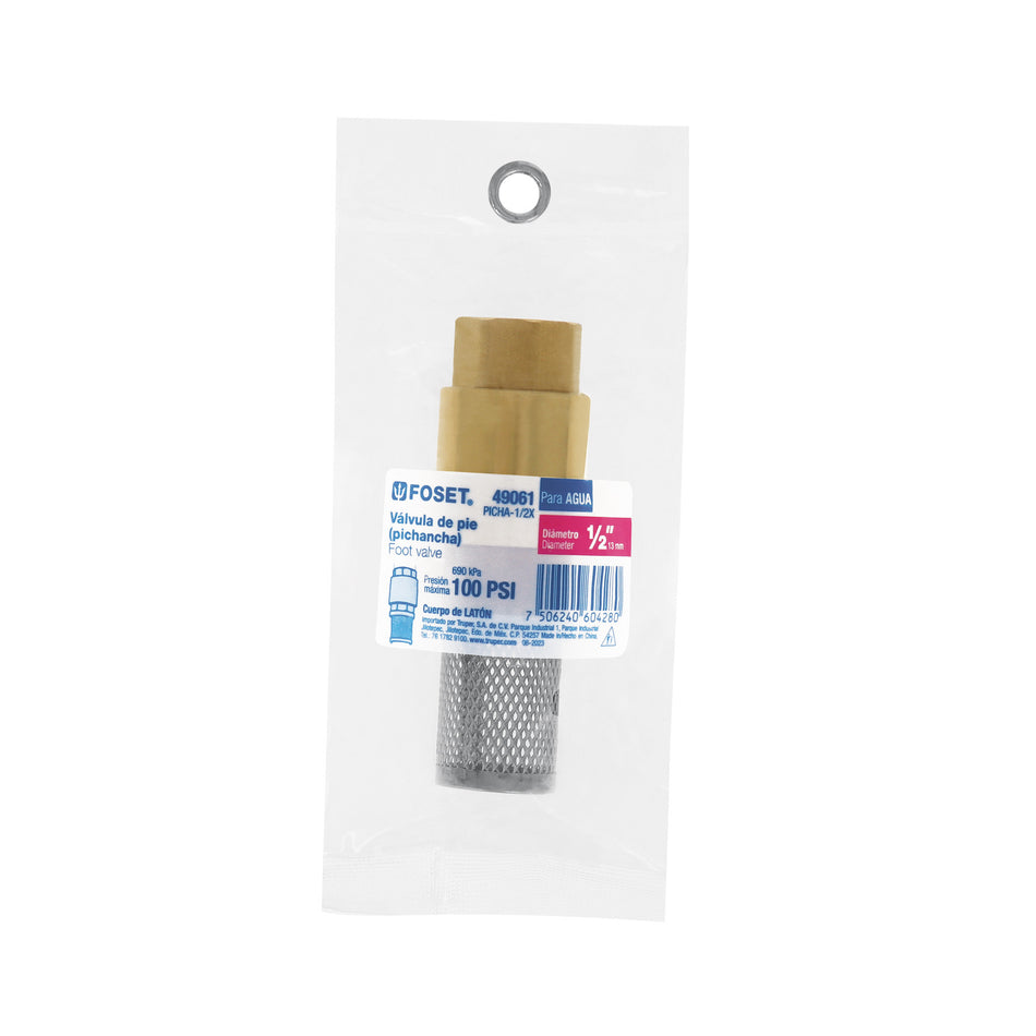 Pichancha tipo check de laton inoxidable 1/2" FOSET