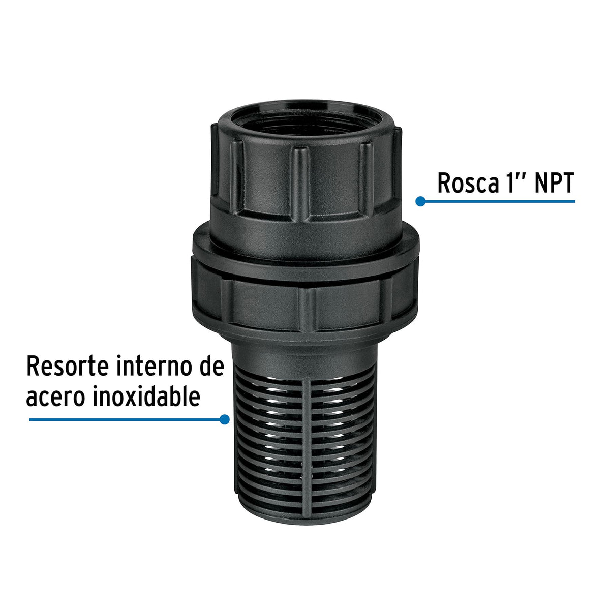 Valvula de pie (pichancha) de 1" de polipropileno FOSET