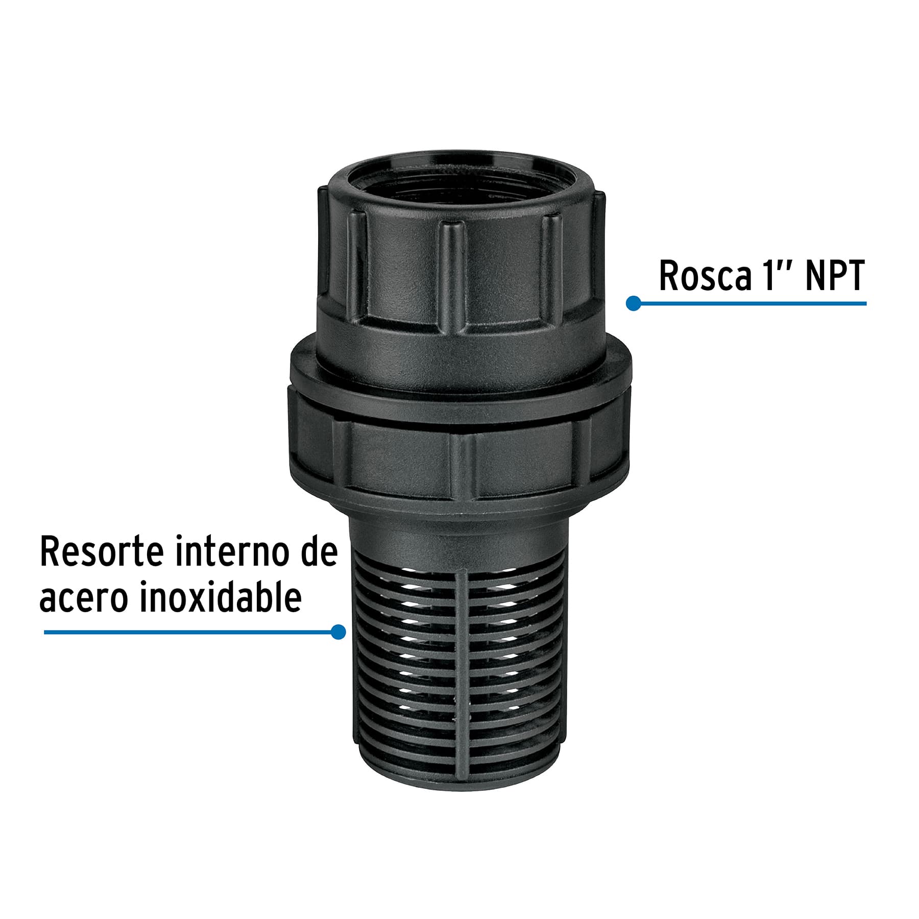 Valvula de pie (pichancha) de 1" de polipropileno FOSET