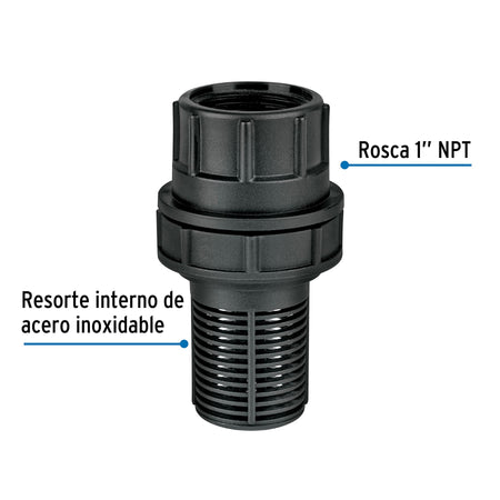 Valvula de pie (pichancha) de 1" de polipropileno FOSET