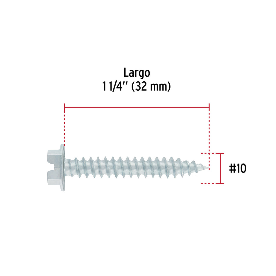 Bolsa con 150 pijas cabeza hexagonal, #10 x 1-1/4', FIERO