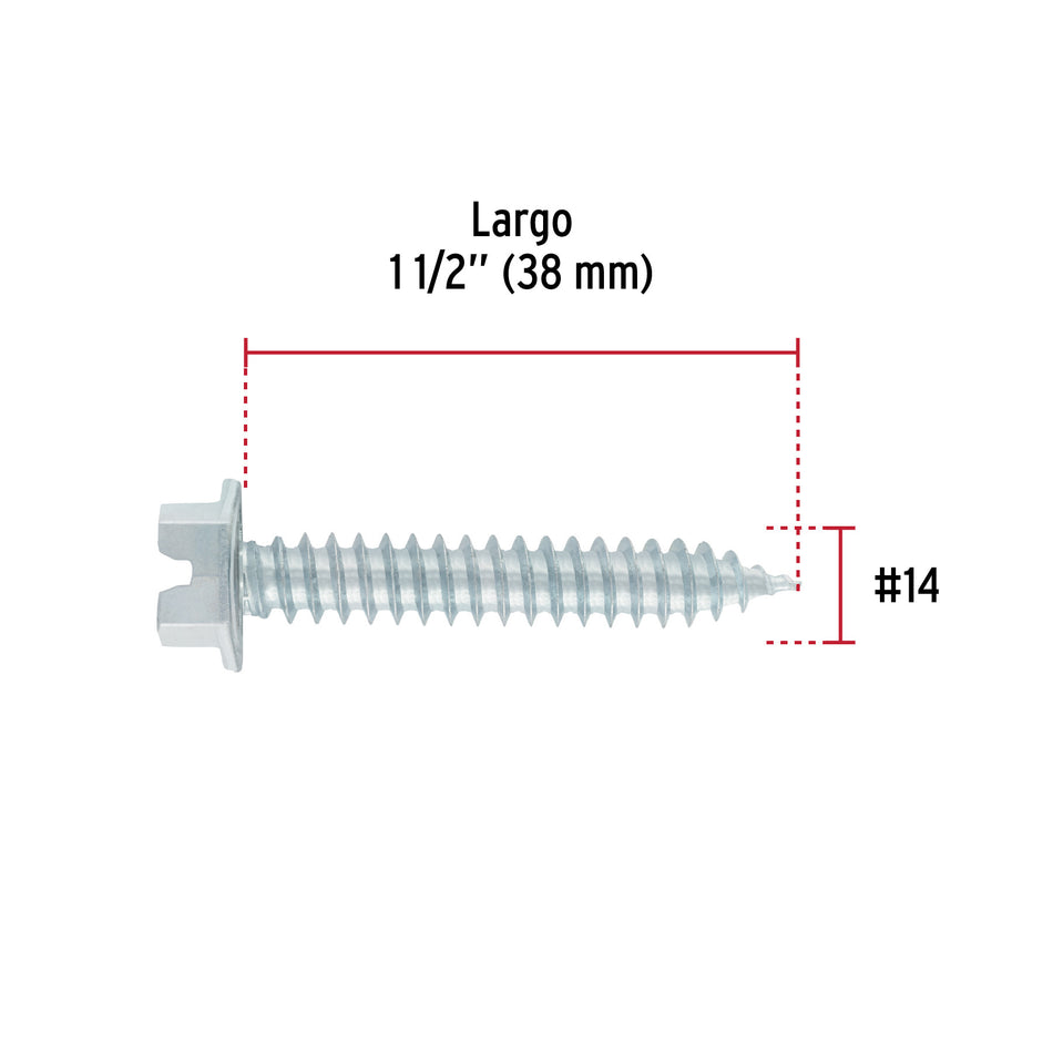 Bolsa con 100 pijas cabeza hexagonal, #14 x 1-1/2', FIERO