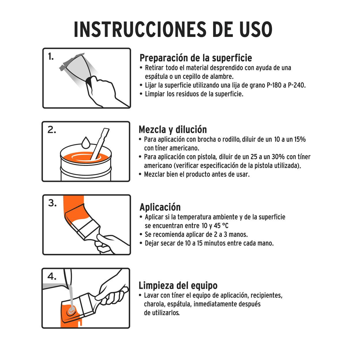 Pintura esmalte para rotular, naranja, cubeta 19 L, TRUPER