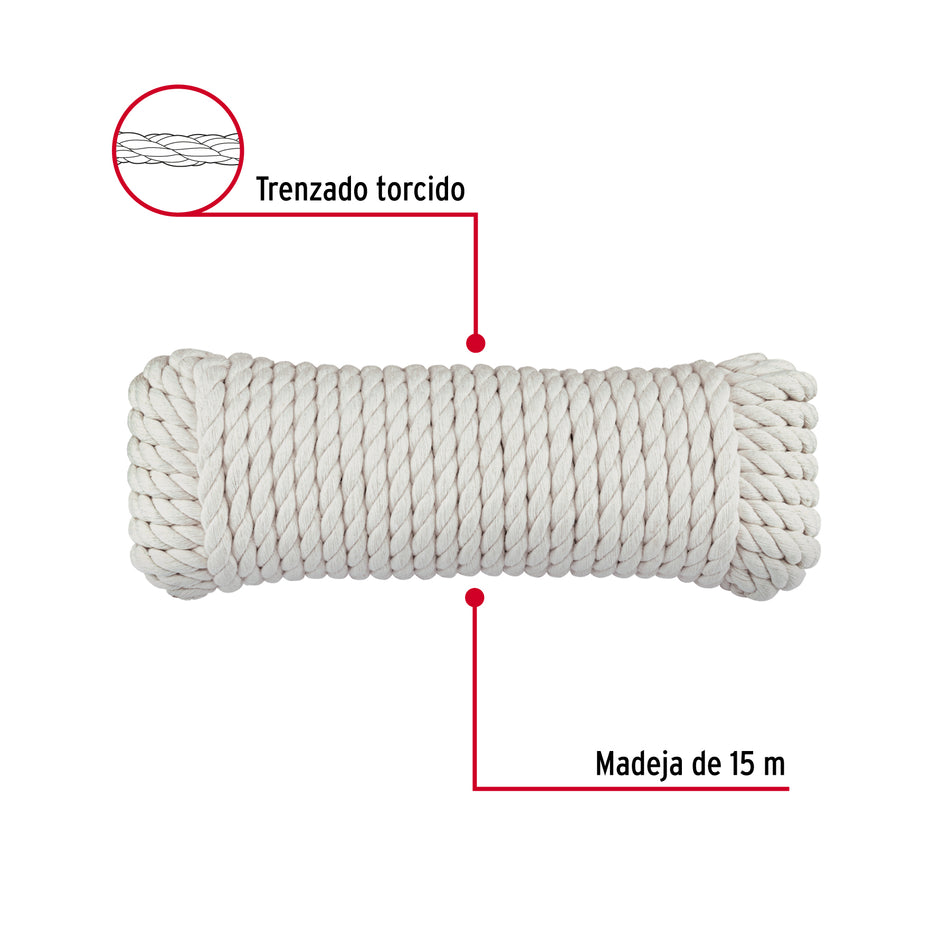 Piola de Algodón de 10 mm x 15 m natural, FIERO