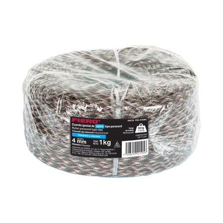 Piola de nylon paracord de 4mm, rollo, camo, 1kg, FIERO