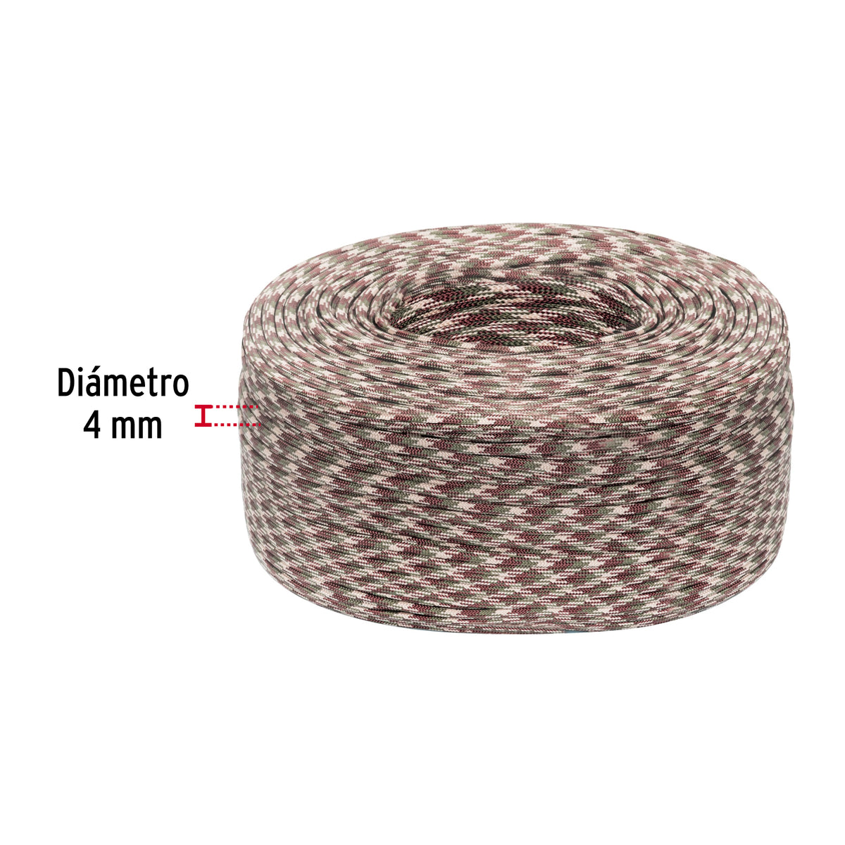 Piola de nylon paracord de 4mm, rollo, camo, 1kg, FIERO