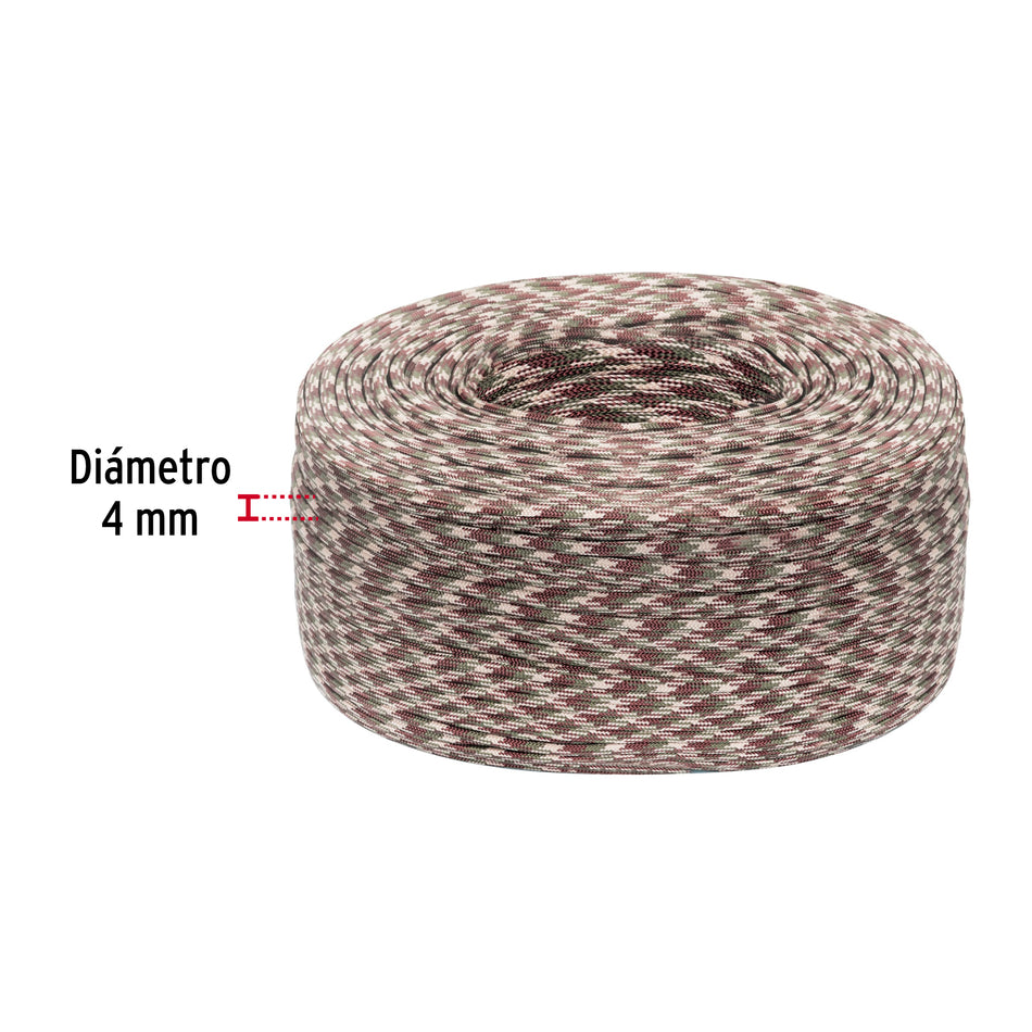 Piola de nylon paracord de 4mm, rollo, camo, 1kg, FIERO