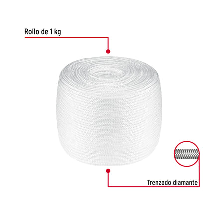 Piola de poliéster diamante de 4 mm, 1 kg, FIERO