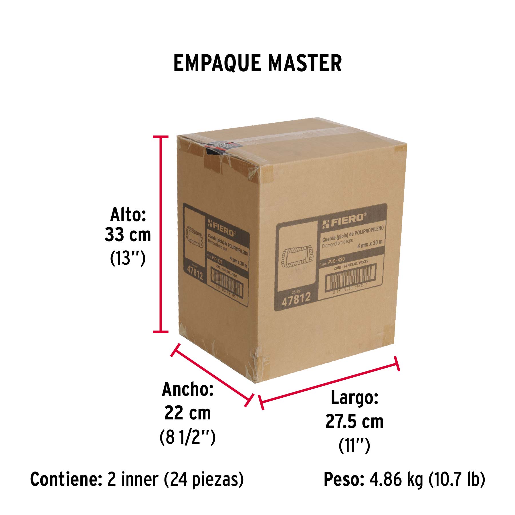 Piola de polipropileno trenzada de 4mm x 30m en madeja