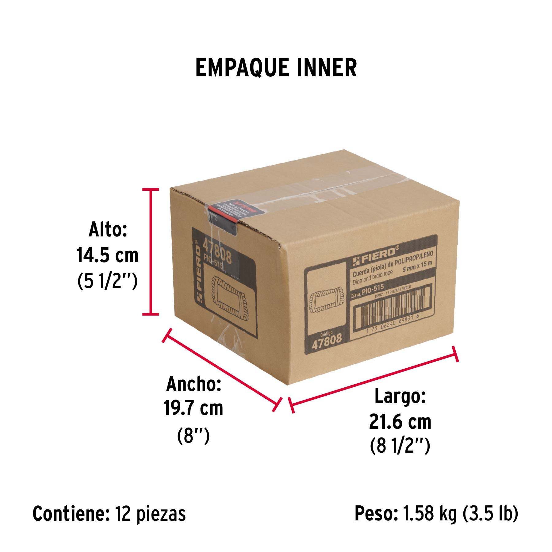 Piola de polipropileno trenzada de 5mm x 15m en madeja