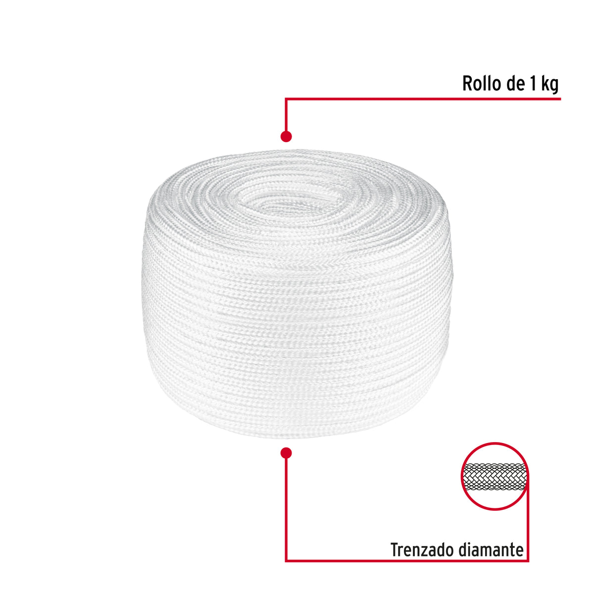 Piola de poliéster diamante de 5 mm, 1 kg, FIERO